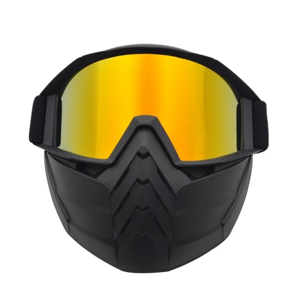 Masca protectie fata din plastic dur + ochelari ski, lentila multicolora, model MD02